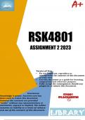 RSK4801 Assignment 2 (COMPLETE ANSWERS) 2023 (877943) - DUE 7 July 2023
