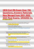 HESI Exit RN Exam Over 700 Questions, Answers Rationale New Merged from 2021 2022 2023 Real Exams. GRADED A+ 