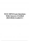 WGU D076 Final Exam Questions With Answers 2023/2024 (Latest Graded A+)