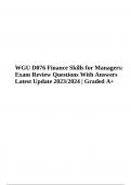 WGU D076 Final Exam Review (Finance Skills for Managers) Questions With Answers 2023/2024 | Graded A+