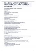 RDA EXAM  LATEST UPDATE 2023 WITH COMPLETE &vert; 100&percnt; CORRECT ANSWERS