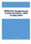 MTE1501 Assignment 3 2023 (213891) - DUE 21 July 2023