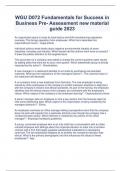 WGU D072 Fundamentals for Success in Business Pre- Assessment new material guide 2023