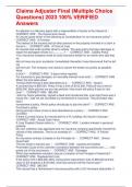 Claims Adjuster Final &lpar;Multiple Choice Questions&rpar; 2023 100&percnt; VERIFIED Answers 