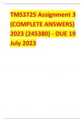 TMS3725 Assignment 3 (COMPLETE ANSWERS) 2023 (245380) - DUE 19 July 2023