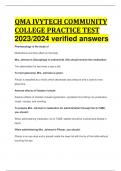 QMA IVYTECH COMMUNITY COLLEGE PRACTICE TEST 2023&sol;2024 verified answers