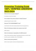 Fresenius Training Exam 100&percnt; VERIFIED ANSWERS  2023&sol;2024