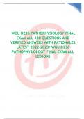 WGU D236 PATHOPHYSIOLOGY FINALEXAM ALL 180 QUESTIONS AND VERIFIED ANSWERS WITH RATIONALES 2022-2023 GRADED A +