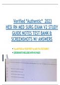 Verified &ast;Authentic&ast;  2023 HESI RN MED SURG EXAM V2 STUDY GUIDE NOTES TEST BANK & SCREENSHOTS W&sol; ANSWERS