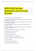 NUR 2102 Review Questions and Correct Answer 