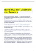NURS2102 Test Questions and Answers 