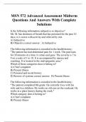 MSN 572 Advanced Assessment Midterm Questions And Answers With Complete Solutions