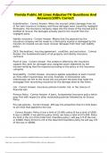 Florida Public All Lines Adjuster&sol;Questions And Answers&sol;100&percnt; Correct