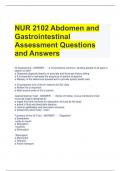 NUR 2102 Abdomen and Gastrointestinal Assessment Questions and Answers 