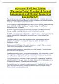 Advanced EMT 2nd Edition  (Alexander/Belle) Chapter 14 Patient  Assessment and Clinical Reasoning Exam 2023 A+