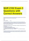 NUR 2102 Exam 3 Questions with Correct Answers