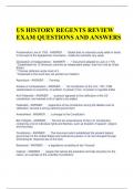 US HISTORY REGENTS REVIEW EXAM QUESTIONS AND ANSWERS