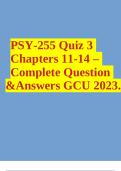 PSY-255 Quiz 3 Chapters 11-14 – Complete Question &Answers GCU 2023.