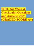 PHIL 347 Week 4 Checkpoint Questions and Answers 2023 (GRADED SCORE A+)