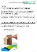 Tentamen samenvatting Management en Organisatie NCOI &plus; alle leerdoelen ge&uuml;pdatet Jan&period; 2026 &excl;