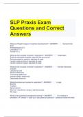 SLP Praxis Exam Questions and Correct Answers