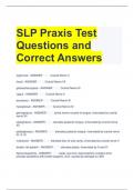 SLP Praxis Test Questions and Correct Answers