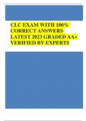 CLC EXAM TEST BANK 2023 CERTIFIED LACTATION CONSULTANT EXAM TEST BANK 300 QUESTIONS AND CORRECT ANSWERS(VERIFIED ANSWERS)