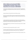 NHA: Medical Assistant(CCMA) Certification Practice Test 2.0 A Questions & Answers 2023/2024