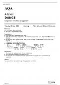 AQA  A-level DANCE BEST APPROVED RATING Component 2 Critical engagement FINAL MAY 2023