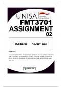 FMT3701 ASSIGNMENT 2 DUE DATE 14JULY 2023