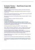 Kentucky Portion &mdash; Real Estate Exam with complete solutions