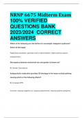 NRNP 6675 Midterm Exam 100% VERIFIED  QUESTIONS BANK  2023/2024 CORRECT  ANSWERS
