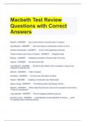 Macbeth Test Review Questions with Correct Answers 