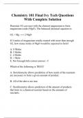 Chemistry 101 Final Ivy Tech Questions With Complete Solution