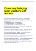 Elementary Pedagogy Exam Questions with Answers 
