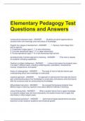 Elementary Pedagogy Test Questions and Answers 