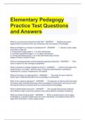 Elementary Pedagogy Practice Test Questions and Answers