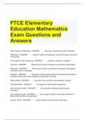FTCE Elementary Education Mathematics Exam Questions and Answers