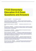 FTCE Elementary Education K-6 Exam Questions and Answers