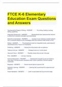 FTCE K-6 Elementary Education Exam Questions and Answers