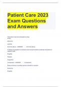 Patient Care 2023 Exam Questions and Answers