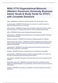 WGU C715 Organizational Behavior (Western Governors University Business Admin Vocab & Study Guide for GTO1) with Complete Solutions