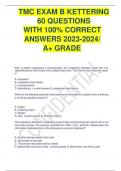TMC EXAM B KETTERING  60 QUESTIONS WITH 100% CORRECT  ANSWERS 2023-2024/ A+ GRADE