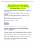Clinical Research Coordinator Certification Exam – Questions & Answers (100% Correct)