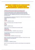 MICHIGAN COSMETOLOGY STATE BOARD  ACTUAL EXAM 150 QUESTIONS &  ANSWERS&vert;NEWEST VERSION 2023-2024