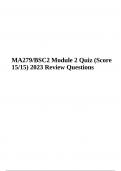 MA279/BSC2 Module 2 Quiz (Score 15/15) 2023 Review Questions