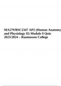MA279/BSC2347 AP2 (Human Anatomy and Physiology II) Module 9 Quiz 2023/2024 – Rasmussen College