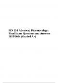 MN 553 Advanced Pharmacology: Final Exam Questions and Answers 2023/2024 (Graded A+)