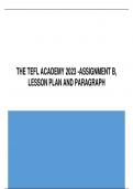 THE TEFL ACADEMY 2023 -ASSIGNMENT B, LESSON PLAN AND PARAGRAPH