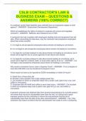 CSLB CONTRACTOR'S LAW & BUSINESS EXAM – QUESTIONS & ANSWERS (100% CORRECT)